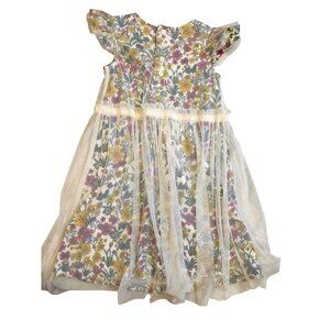 Hanna Andersson Girls Floral Daisy Dress US 6-7 Tulle Communion Church Summer